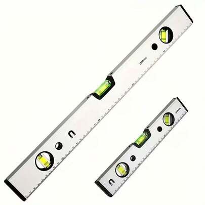 2pcs Heavy Duty Stainless Steel Magnetic Level With Bubble Vial And Magnetic Tip - 1.57"/11.8"/23.6" Measuring Tool, Suitable For Woodworking, Construction, Home Renovation - No Battery Required, Durable DIY Precision Aligner