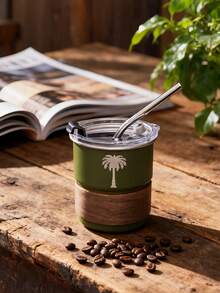 300ml Stainless Steel Coffee Cup, Palm Tree Pattern Coffee Mug, Iced Americano Cup, Outdoor Camping Water Bottle, Tea Cup, Suitable For Personal Use And Gift Giving - Multicolor - View 8