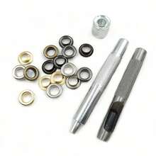 120 pièces/4 couleurs Kit d'outils à œillets métalliques, diamètre de 6/8/10 mm, avec outils d'installation et boîte de rangement, convient pour l'artisanat, la canevas, les rideaux, les boucles - Voir 4