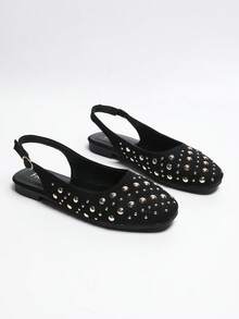 女士时尚高端手工编织玛丽珍鞋、芭蕾平底鞋、透气编织纹理鞋、舒适平底凉鞋、女士拖鞋、软底学生鞋、工作鞋、新款夏季拖鞋、休闲凉鞋 - 黑色 - 查看 3