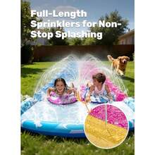 JOYIN Tobogán de agua de 6.86 m y 2 tablas inflables, tobogán de agua extra largo y resistente para césped con aspersor para niños y adultos, juguete acuático de verano para patio trasero al aire - Azul rosa - Ver 5