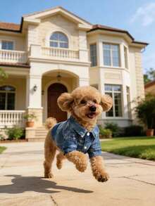 Pet Dog Clothes Denim Texture Tie-Dye Print Multicolor Striped Craft Fashion Casual Versatile Collared Elastic Shirt Lightweight Breathable Sun Protection Anti-Shedding All-Season Wear Suitable For Small And Medium-Sized Dogs Teddy Bichon - Multicolor - View 4