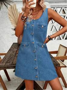Nuevo verano estilo vaquero mujeres Mini vestidos sin mangas 3D impreso calle moda señoras vestido 3XL talla grande vestido Casual suelto - WLYQ2237 - Ver 5