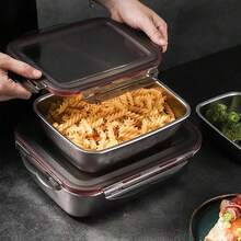 Set Of 4 Durable Stainless Steel 304 Food Containers With Sealed Lids - Black - View 5