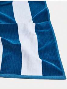 100% Cotton Striped Beach Towel - Sand-Free & Ultra Absorbent & Made In Türkiye - Navy Blue - View 5