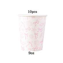 10/20/40 piezas, vasos de papel desechables con temática oceánica de línea de color rosa claro, vasos de fiesta con estampado de lazo y concha marina, suministros para fiestas de boda en la playa, ideales para bodas de verano, fiestas con temática de playa, celebraciones submarinas, reuniones en la piscina y el jardín y decoraciones de mesa para el té de la tarde - rosa - Ver 8