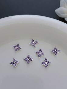 10pcs Clover Nail Art Charms, Summer Dopamine Metallic Color Nail Accessories, Suitable For Multi-Functional Nail DIY Decoration - Multicolor - View 6