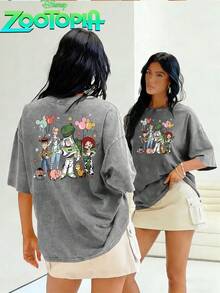 Disney Toy Story Multi-Role Warm Party Before And After The Printing  Is Oversized To Make Old T-Shirts, Street Style 2026 Spring And Summer Retro Fashion Lovers Are Popular To Make Old Round Neck T-Shirts, Which Are Unisex And Excellent Gifts. - Grey - View 1