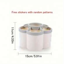 360 Degree Rotating Desktop Storage Box With Makeup Brush And Pen Holder Combination, Desktop Shelf, Suitable For Storing Cosmetics, Stationery, Tools And Accessories, Ideal Choice For Students Returning To School Supplies - White - View 4