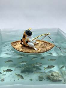 1件创意猫咪钓鱼船水族箱装饰品，高品质树脂耐用鱼缸摆件，海洋主题 - A - 查看 6
