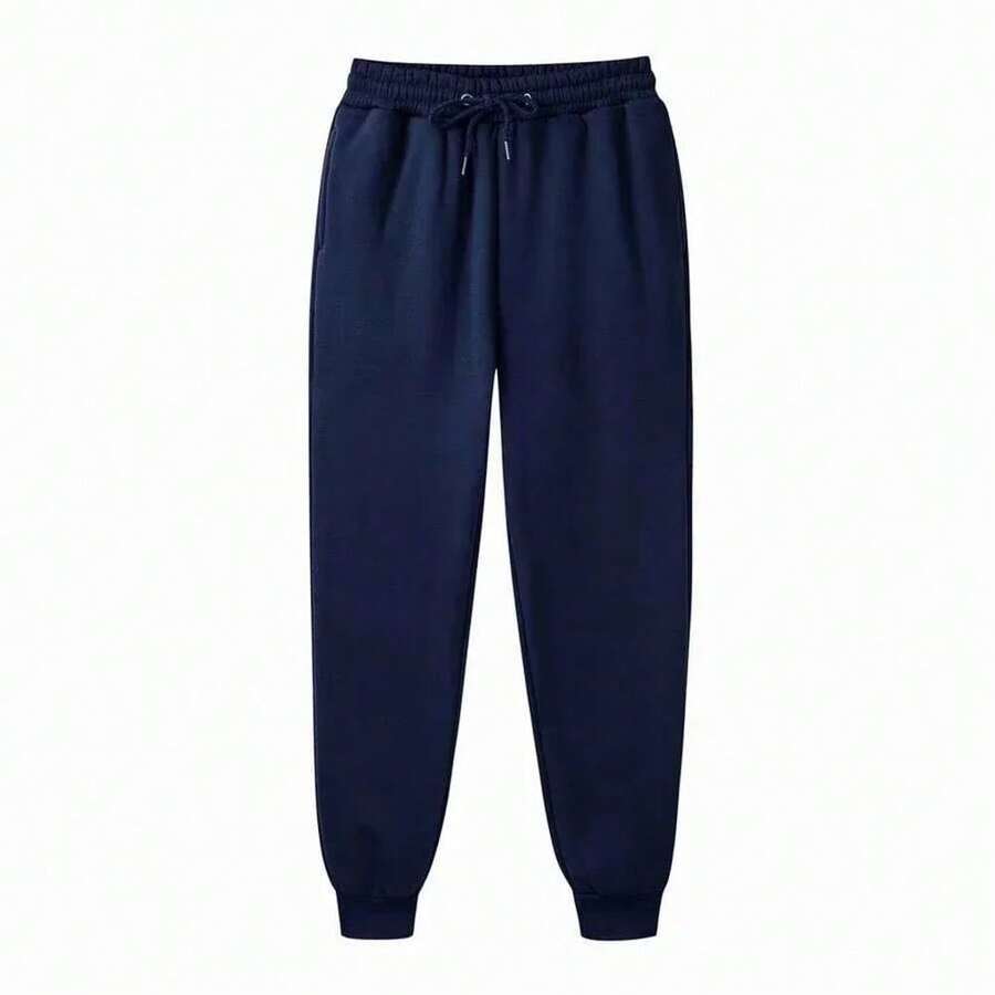 Pantalones de chándal informales para hombre, pantalones deportivos para correr, entrenamiento, gimnasio, trotar, pantalones largos para mujer, pantalones sueltos con cordón, moda en 11 colores - Azul Marino - Ver 1