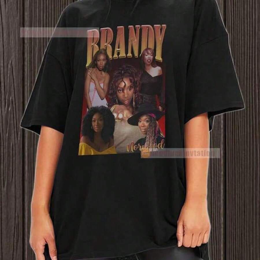 T-shirt Unisexe en Coton Vintage des Années 90 avec Graphique Brandy Norwood, T-shirt Col Rond Unisexe, Hauts, T-shirt, T-shirt, Chemises Femmes, Tenue d'été Femme, T-shirts Hommes, Y2k, Katseye, Tenues Assorties Parents et Enfants, T-shirts Style Japonais Anime, Style Gothic - Noir - Voir 1
