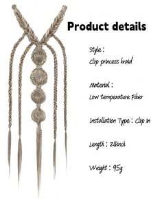 Braided Hair Extensions For Women, Boho Hair Accessories With Beaded Bubble Braids And Long Strands, Clip-In Hair Extensions For Weddings, Parties, Festivals, Cosplay & Daily Hairstyles, Halloween - Multicolor - View 5