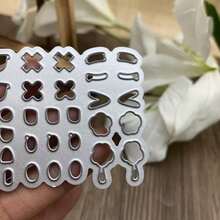 可爱表情模切模具，金属碳钢压花模具，通用切割模具，适用于Q版娃娃面部特征、眼睛和嘴巴，适合DIY卡片、日记本和贺卡 - 銀白色 - 查看 5