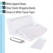 10-pack Shirt Boxes for Apparel and Gifts. This Complete Set includes Tissue Paper and Silver Stretch Loops to Perfectly Wrap Your Gifts in Style. - Blanco - Ver 3