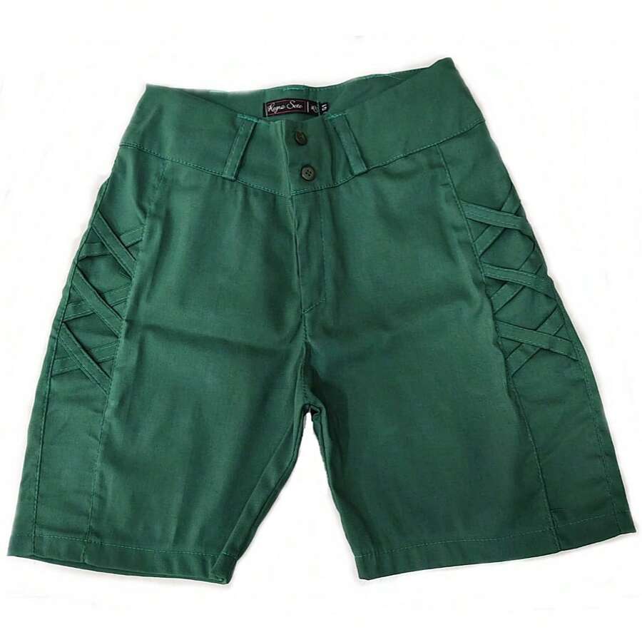 Women's Bermuda Shorts In Bengaline Fabric With Plenty Of Elastane. Fits Very Well. - 綠色 - 查看 1