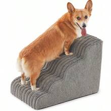 Dog Stairs Suitable For Small Dogs And Cats, Pet Stairs Ramp For Bed And Sofa - Grey - View 9