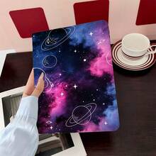 1个紫色和蓝色星系星云图案线条艺术行星印花平板电脑保护套，兼容iPad，通用智能保护套，兼容iPad - 兼容iPad Air 6/5/4、10（10.9英寸）、iPad Pro 2024/M3/A16 2025 - 彩色 - 查看 3