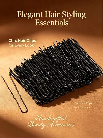 100/50/1pc Black U-Shaped Hair Clips, Straight Hair Clips, Hair Clips, Thick Hair Clips, Ball-Headed Fixation, U-Shaped Clips, Hair Accessories, Headwear, Women Beach Accessories, Travel Essentials