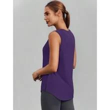 PINSPARK Workout Tops For Women Sleeveless Athletic Tank Tops UPF 50+ Running Tanks With Side Slits Loose Fit Gym Yoga Shirt - 深紫色 - 查看 2