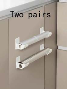 4pcs Plastic No-Drill Storage Racks, Refrigerator Side Organizer Racks, Can Hold Cling Wrap & Trash Bags, Cabinet Shelves - White - View 7
