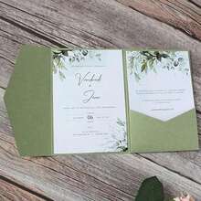 25pcs Tri-Fold Pocket Wedding Invitation Cards With Envelopes, Minimalist Style Suitable For Engagement, Christening DIY Invitations, Size 5*7 Inches, Customizable, Christmas Cards - 25pcs - View 1