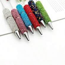[30pcs]Includes 10pcs Full Rhinestone Solid Color Beaded Pens, Paired With 10pcs Extended Rods To Meet More Creative Needs, 10pcs Replacement Ink Refills For Easy Replacement, Perfect For Desk Decoration, Gift Giving, And Holiday Atmosphere Decor - Multicolor - View 8