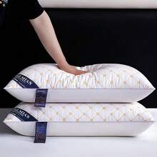 2个H字母刺绣枕头（含填充物），亲肤柔软，适合卧室家居使用 - 白色 - 查看 3