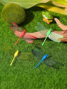 6pcs/3pcs/1pc Realistic Colorful Dragonfly Figurines, Lifelike Insect Decor, Micro Landscape Succulent Decoration, Gardening Ornament, Yard Decor, Modern Dragonfly Design Garden Decoration, Suitable For Garden/Shop/Home Wall Decor, 3D Movable Garden/Floral/Indoor Outdoor Planter Decoration - Dragonfly - View 3