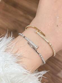 1 pieza Brazalete minimalista y geométrico ajustable de alta gama y multiusos - Pulsera de clavos - Ver 1