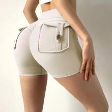 Deporte con bolsillo para glúteos para mujer, mallas ajustadas de cintura alta para entrenamiento físico, pantalones cortos de ciclismo con realce, ropa de gimnasio - 7 - Ver 5