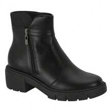 Women's Ankle Boot, Tractor Sole, Beira Rio Style, Soft And Lightweight With Zipper. - 黑色 - 查看 5