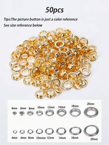 50pcs Metal Ring Eyelet Buttons, 4-6mm Metal Ring Buckles With Washers, Metal Buttons, Durable Rivet Fasteners, Suitable For Bags, Shoes, Tents, Belts And Curtains, Decorative And Functional Button Accessories - Multicolor - View 13