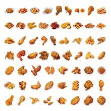 60pcs Crispy Fried Chicken Sticker Set, Waterproof PVC Stickers For Phone, Computer, Cup, Luggage, Durable And Residue-Free, Great Gift For Family And Friends - Multicolor - View 3