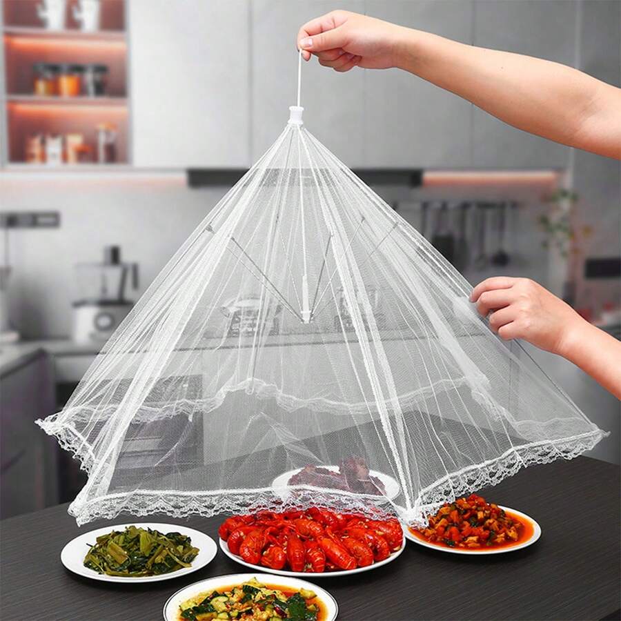 Tấm che thực phẩm gấp gọn cỡ lớn, lưới chống ruồi cho nhà bếp, cắm trại ngoài trời, bảo vệ thực phẩm, tấm che rau củ gia đình, tấm phủ bàn ăn, tấm che rau củ gấp gọn, tấm che nắng, tấm che thực phẩm bàn ăn gia đình, lưới chống ruồi.