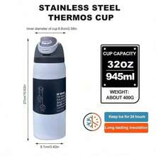 32oz Botella de agua deportiva de acero inoxidable aislada con pajita, adecuada para deportes, viajes y escuela; Taza de viaje de metal aislada al vacío de gran capacidad de 32oz, mantiene caliente/frío durante horas, a prueba de sudor; Botella de agua portátil de 32oz, adecuada para actividades al aire libre, campamento, conducción, gran regalo de cumpleaños y Navidad para entusiastas del fitness. - Multicolor - Ver 2