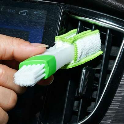 Dual Head Soft Bristle Car Air Vent Cleaning Brush, Dashboard Dust Removal Gap Brush, Auto Interior Crevice Cleaning Tool