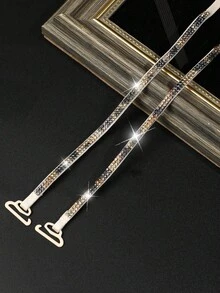 2/4pcs Multi-Color Rhinestone Bra Straps, Shiny Non-Slip Elastic Straps, Suitable For Off-Shoulder Dresses - Multicolor - View 14