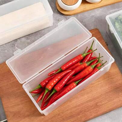 Hộp đựng thực phẩm hình chữ nhật trong suốt, hộp nhựa kín khí dùng trong tủ lạnh để bảo quản hành lá, tỏi, rau củ, mì, pasta, hộp đựng đồ nhà bếp có nắp đậy, hộp đựng thực phẩm chống mùi, hộp bảo quản thực phẩm đa năng cho gia đình và nhà bếp.