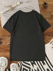 Sold Separately, Not A Three-Piece Set. Women's Vintage American-Style Printed T-Shirt, Soft And Comfortable, Available In Various Styles. Three Designs To Choose From. Made From 100% Pure Cotton, It's Ideal For Working Out, Everyday Wear, Vacations, School, The Office, And Parties. - 黑色 - 查看 5