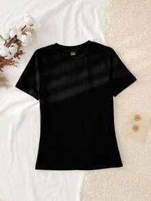 Set de 3 camisetas de mujer de cuello redondo de ajuste ceñido, 95% algodón, en negro, blanco y gris, aptas para todas las estaciones, interior y exterior, con estilo vintage y lindo para verano, para salidas de verano, hogar, vuelta al cole, otoño - Multicolor 14 - Ver 7