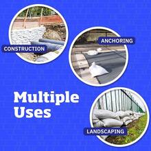 Heavy Duty Sand Bags With Tie Strings Empty Woven Polypropylene Sand - Bags Flood Control With 1600 Hours Of, 50 Lbs Capacity, 14x26 Inches, White, Pack Of 10 - White + 10 Sandbags - View 4