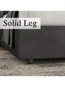 Modern Velvet Upholstered Bed Frame With Curved Wingback Design, Wooden Platform Bed Frame For Bedroom,No Box Spring Needed, Easy Assembly, Full Bed Frame/ Queen Bed Frame/ King Bed Frame/ Full Size Bed Frame/ Queen Size Bed Frame/ King Size Bed Frame,Pink/ White/ Grey - Dark Grey - View 3
