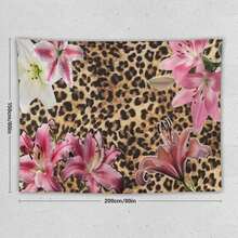 Leopard Background Pink Lily Flower Decorative Art Tapestry, Living Room Bedroom Wall Hanging, Housewarming Gift Home Soft Decoration Tapestry, Ideal Furniture Decoration - 1PC - 查看 11