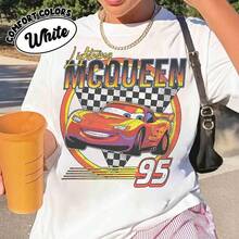 Vintage Disney  Cars Lightning McQueen 95 Checkered Shirt,   Cars Tee, Disney  Fest, WDW Disneyland Family Trip  -- Disneys Disneyland Paris The Magic Kingdom Disneyesque The House Of Mouse Mickey Mouse Empire Modest Summer Outfits Take That T Shirt Summer Coord Tops For Women Summer Summer Clothes Women Summer Clothes Summer Tops Summer Tops Women Summer Co Ord Summer Top Summer Outfits White Top Black Top Holiday Outfits For Women  Tops For Women Summer Holiday Gifts Valentine's Day Gifts Earth Day Gifts Oktoberfest Gifts Summer Bank Holiday Gifts - White - View 1