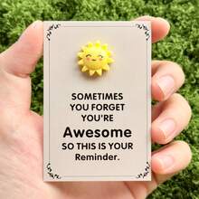 10pcs Set Of Fun Resin Sun Statues With Inspiring Greeting Cards Suitable For Holiday Parties, Gifts And Positive Support Gift - View 9