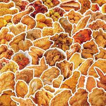 60pcs Crispy Fried Chicken Sticker Set, Waterproof PVC Stickers For Phone, Computer, Cup, Luggage, Durable And Residue-Free, Great Gift For Family And Friends - Multicolor - View 1