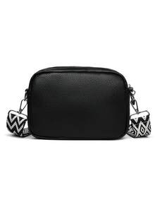 New Women's Crossbody Bag, Solid Color Letter Design, Litchi Texture PU Material, Bohemian Adjustable Detachable Strap, Shoulder/Crossbody Versatile Daily Handbag - Black - View 8