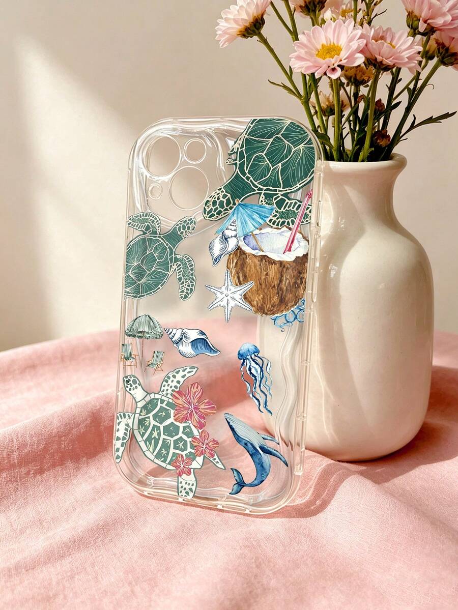 Ốp lưng điện thoại in hình kỳ nghỉ biển nhiệt đới, tương thích với iPhone 15/13/16 Pro Max/17 Pro Max/14/11/12, ốp lưng chống sốc hình động vật biển, rùa biển, dừa, sao biển, tương thích với Samsung Galaxy S24/S25/S23/A55/A54/S25 Ultra/A14/A15 - Nhiều màu - Xem 1