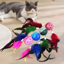 1个/4个/8个装宠物猫玩具，带羽毛球，互动猫咪追逐玩具，室内游戏彩色猫咪自玩尾巴玩具 - 送给宠物主人和爱猫人士的完美节日礼物 - 彩色 - 查看 19